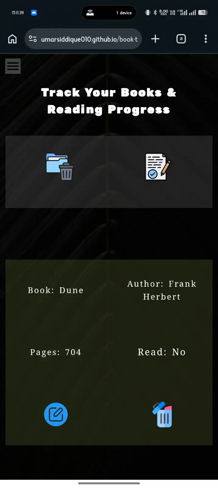 Modular Book Tracker SPA Mobile View