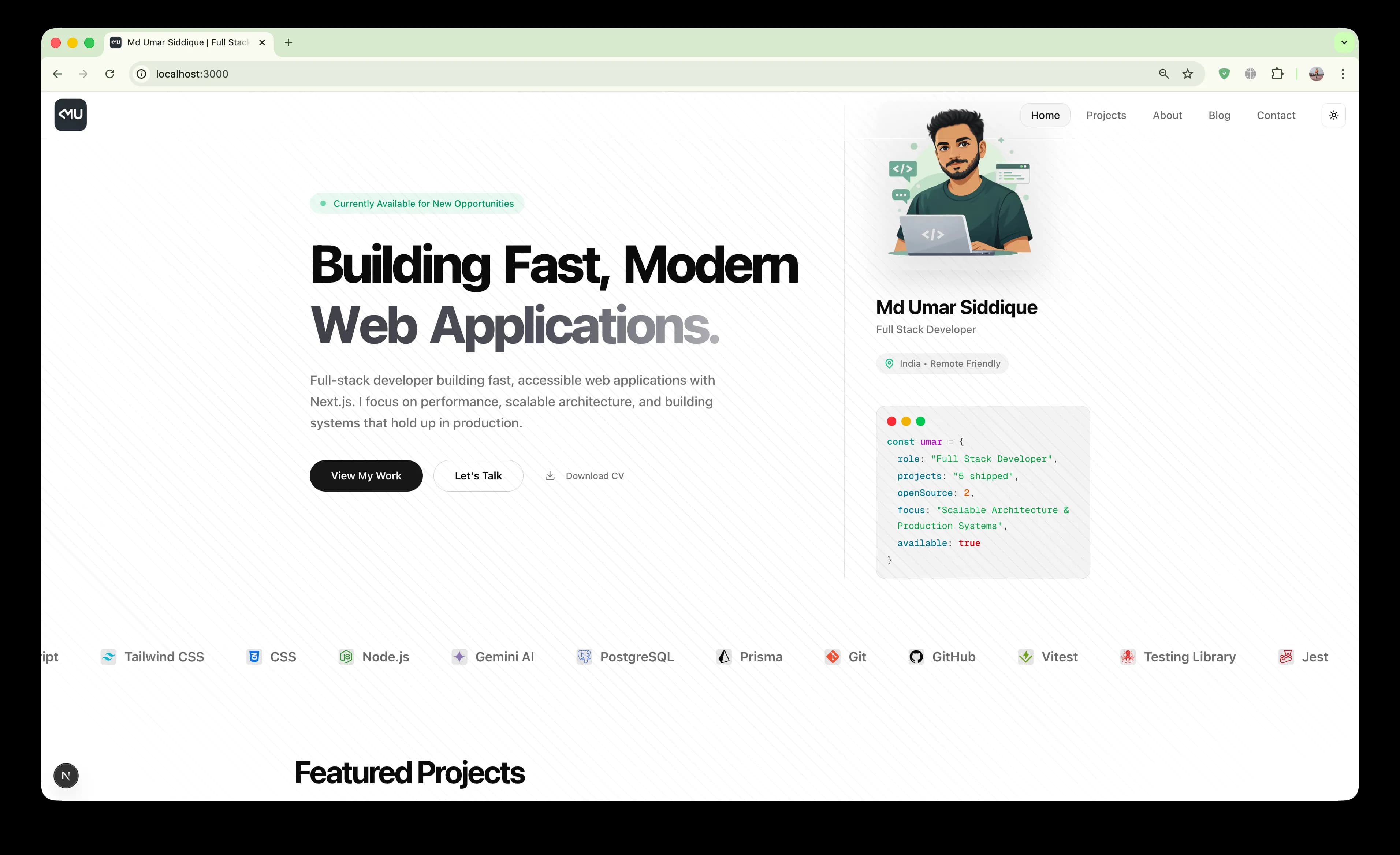Engineering Portfolio Desktop View